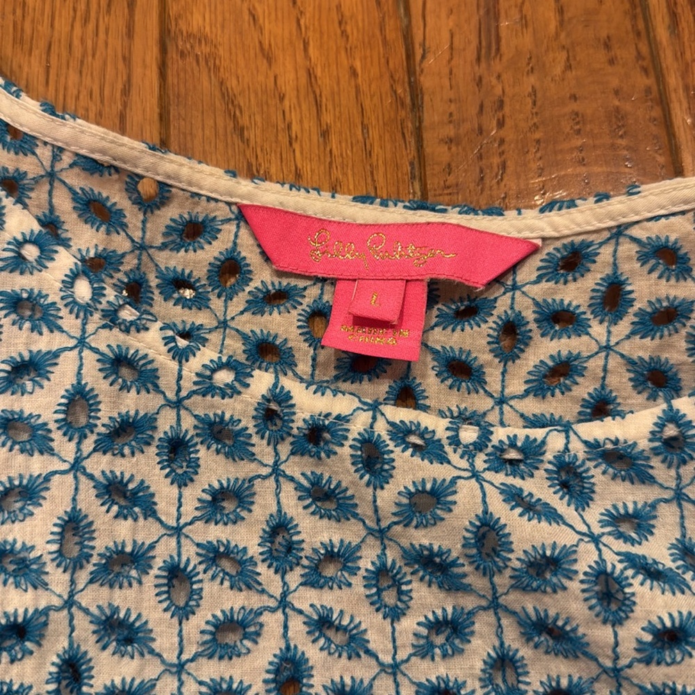Lilly Pulitzer Zazie Top - Mr. Peacock Blue Zanzibar Eyelet - Picture 3 of 6